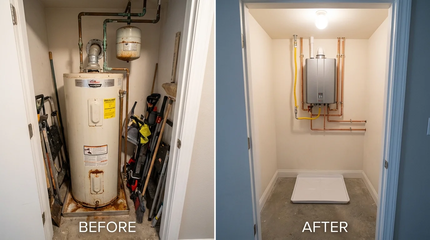 Tank water heater versus wall-mounted tankless unit comparison for Bonita, CA homeowners