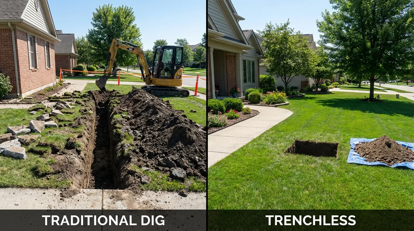 Trenchless sewer repair with minimal yard damage versus traditional excavation in Bonita, CA